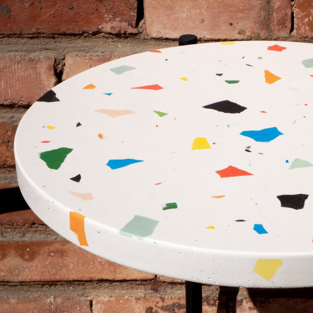 Gabrielle Hola – Handmade Round Terrazzo Table Top, White/Multicolor